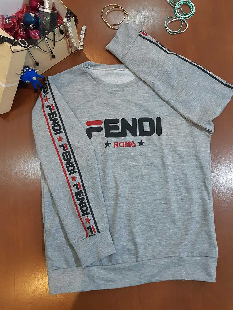 بلوز آستین بلند طرح fendi