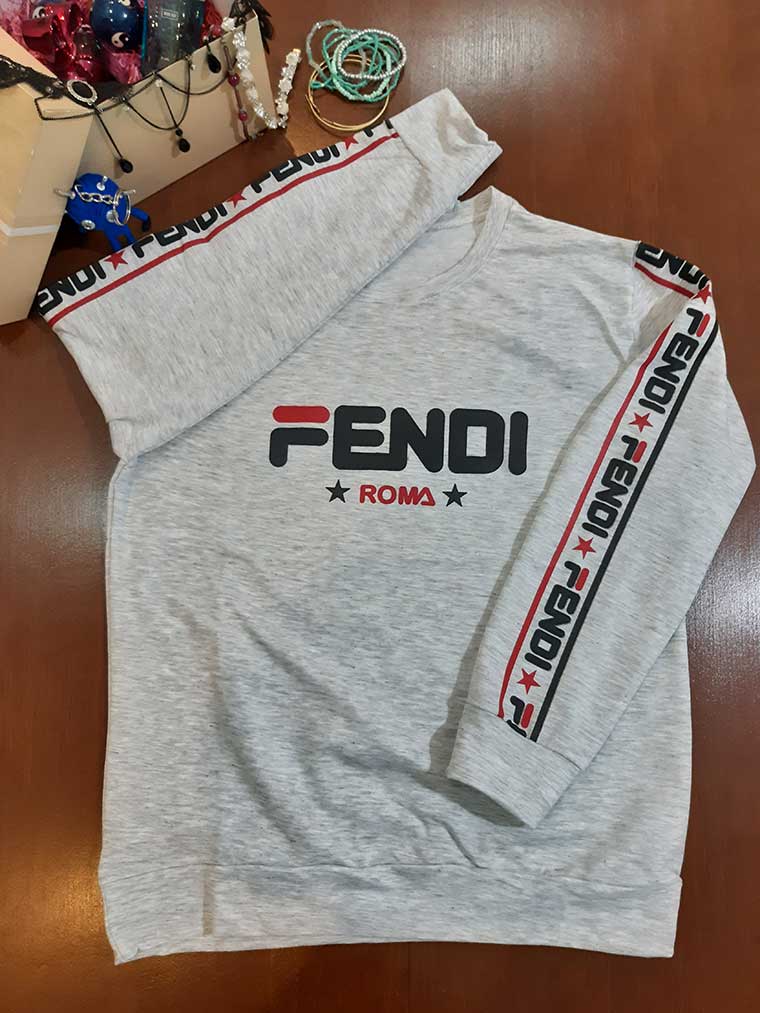 بلوز آستین بلند طرح fendi